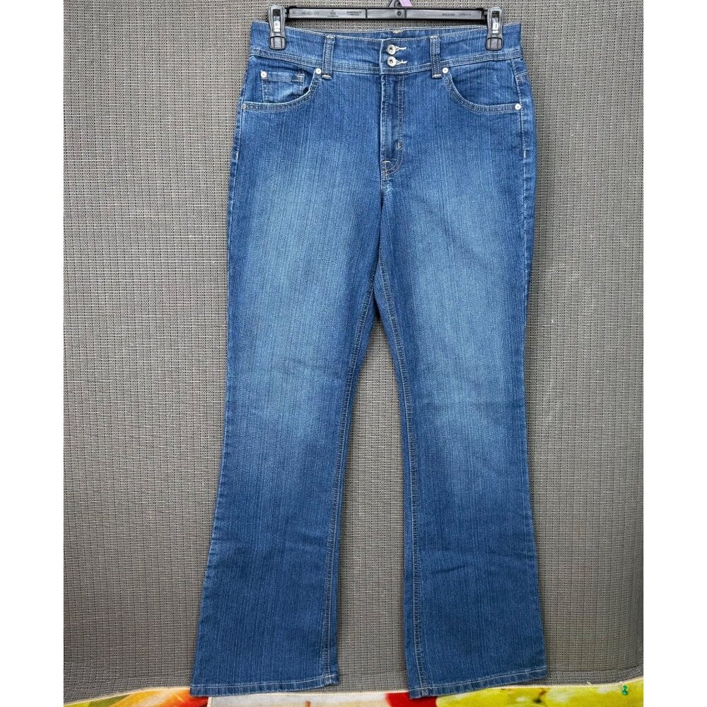 Nine West Womens Size 10 Blue Flared Leg Mid Rise 5 Pocket Denim Jeans